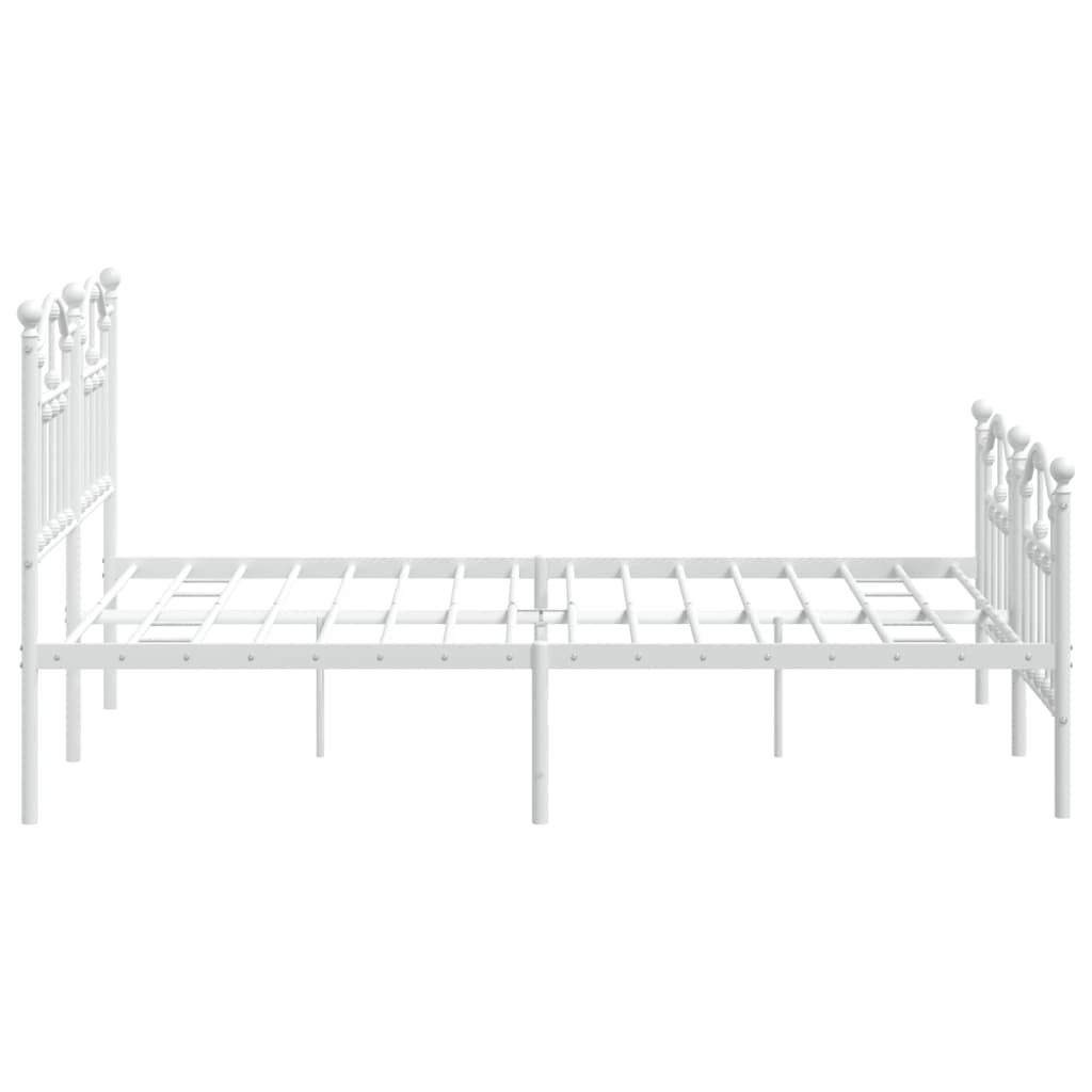 White Metal Bed Frame with Footboard, No Mattress, 140x200cm