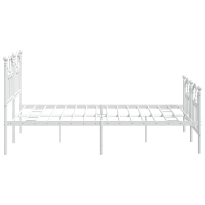 White Metal Bed Frame with Footboard, No Mattress, 140x200cm