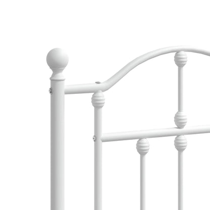 White Metal Bed Frame with Footboard, 180x200cm, Sturdy Design