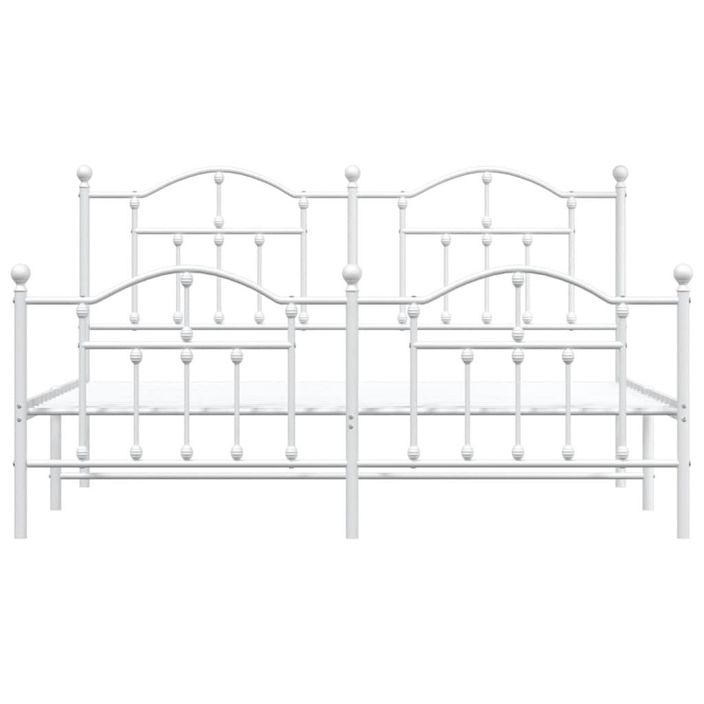 White Metal Bed Frame with Footboard 183x213cm - No Mattress Included