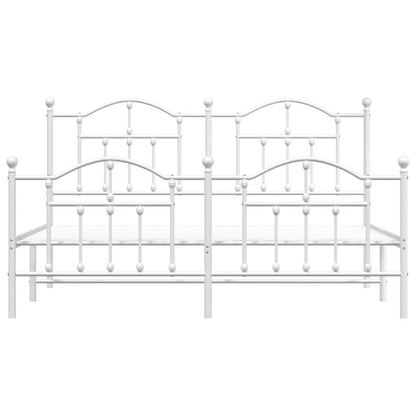 White Metal Bed Frame with Footboard 183x213cm - No Mattress Included