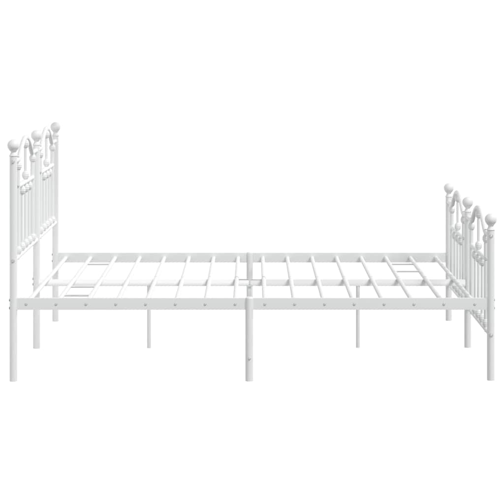 White Metal Bed Frame with Footboard 183x213cm - No Mattress Included