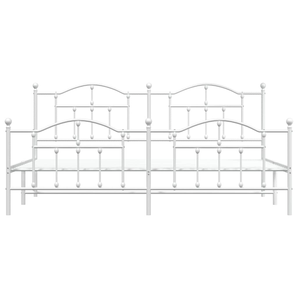 White Metal Bed Frame with Footboard 193x203cm - No Mattress Included
