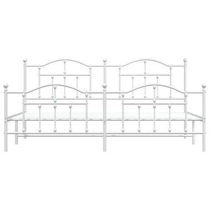 White Metal Bed Frame with Footboard 193x203cm - No Mattress Included
