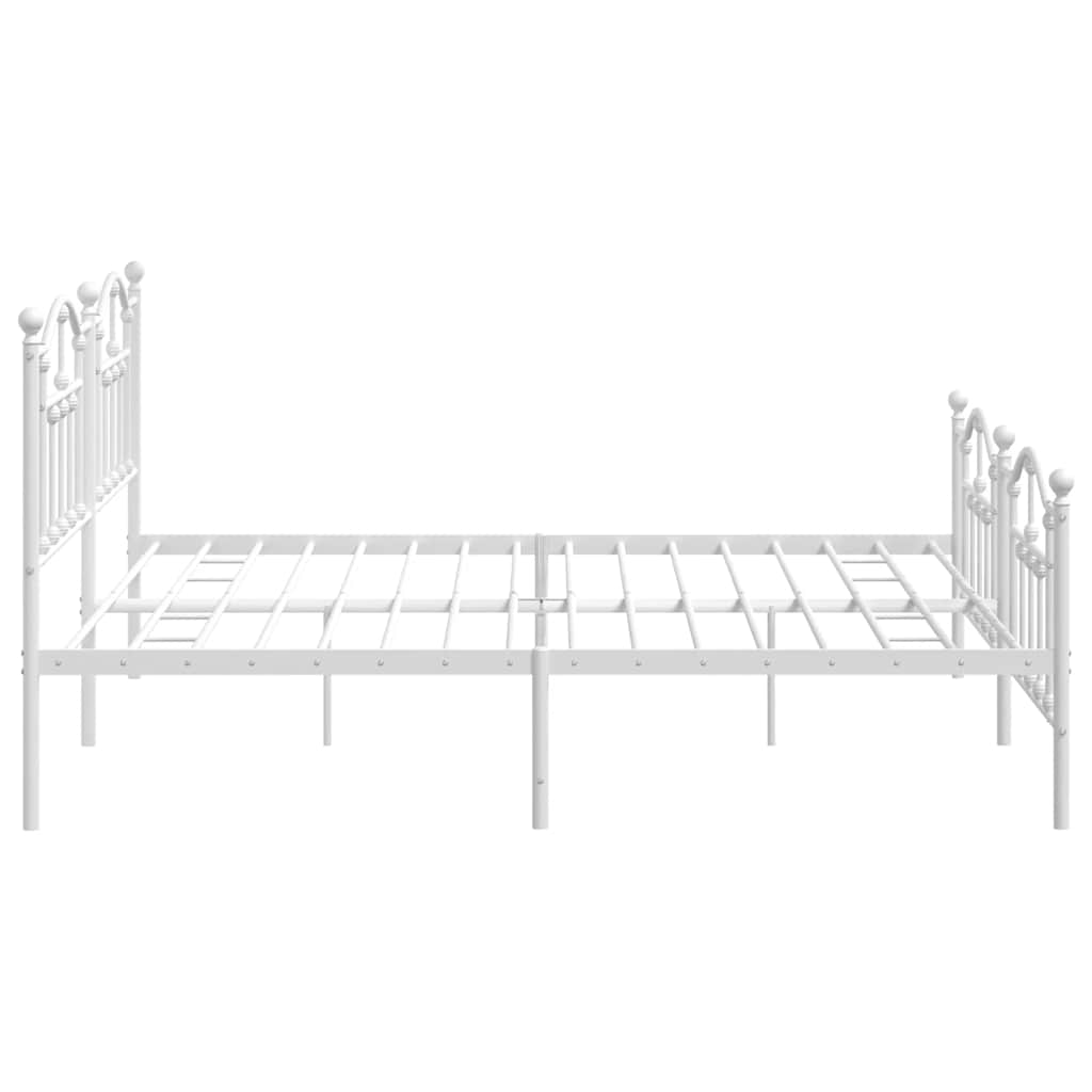 White Metal Bed Frame with Footboard 193x203cm - No Mattress Included