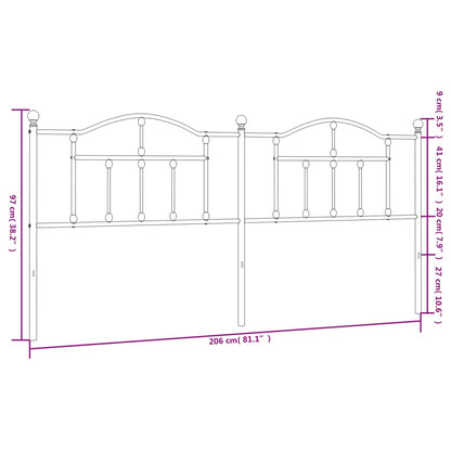 Elegant White Metal Headboard - 200 cm Sturdy Bed Frame