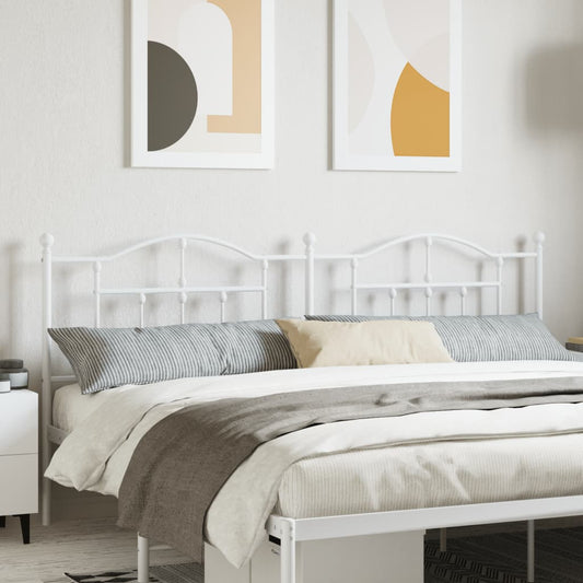 Elegant White Metal Headboard - 200 cm Sturdy Bed Frame