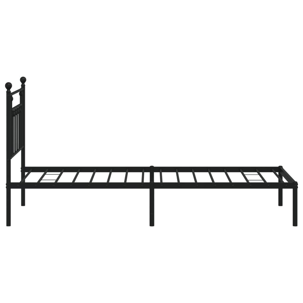 Black Metal Bed Frame with Headboard - 90x200cm (Mattress Not Included)
