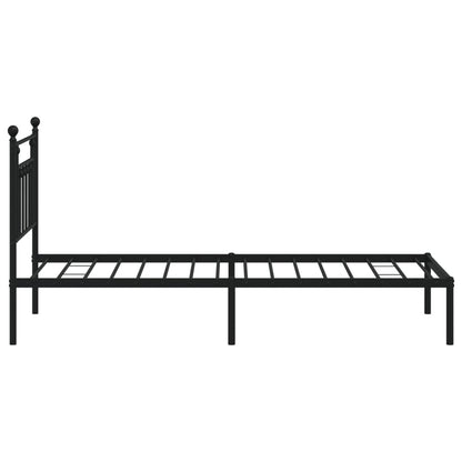 Black Metal Bed Frame with Headboard - 90x200cm (Mattress Not Included)
