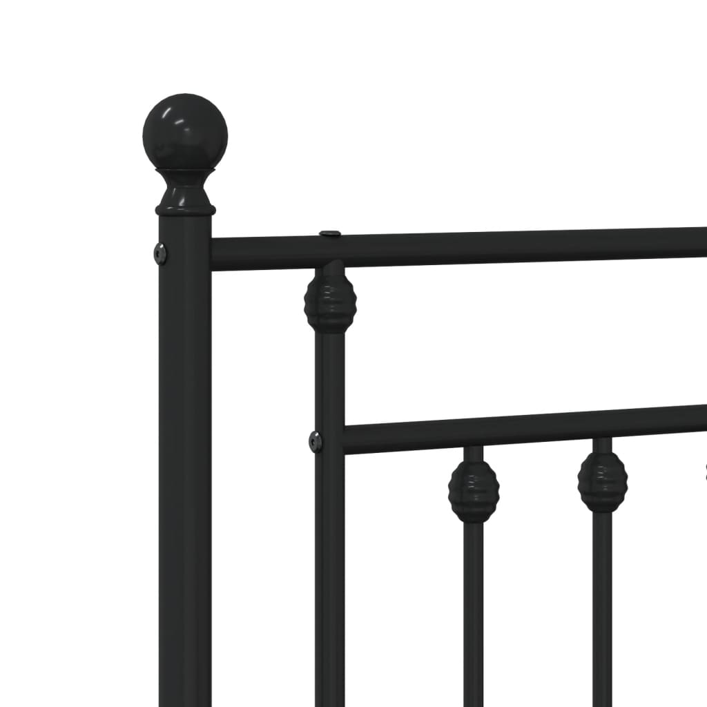 Black Metal Bed Frame with Headboard - 90x200cm (Mattress Not Included)