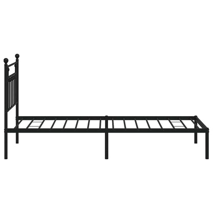 Black Metal Bed Frame with Headboard, 100x190cm - No Mattress