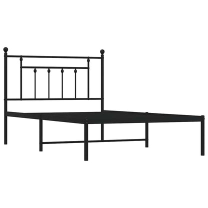 Sleek Black Metal Bed Frame with Headboard 100x200cm