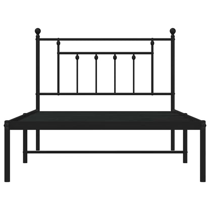 Sleek Black Metal Bed Frame with Headboard 100x200cm