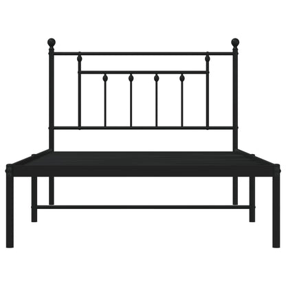 Black Metal Bed Frame with Headboard, 107x203cm
