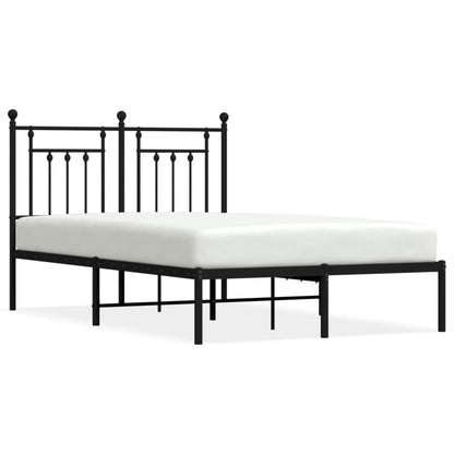 Black Metal Bed Frame with Headboard - 120x190cm, No Mattress