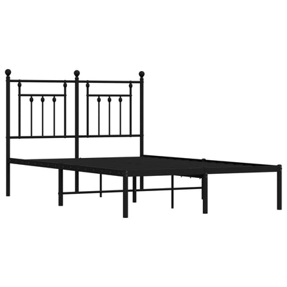 Black Metal Bed Frame with Headboard - 120x190cm, No Mattress