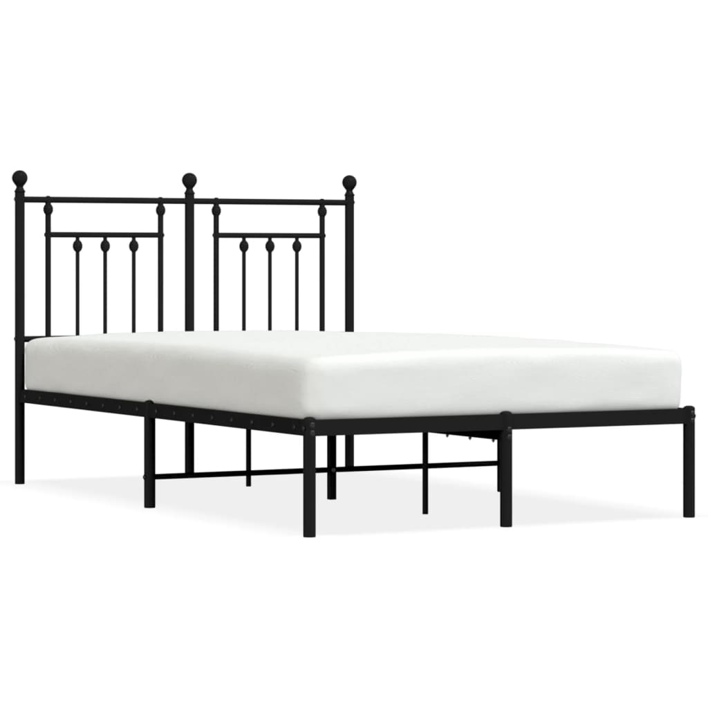 Black Metal Bed Frame with Headboard - 120x200cm Sturdy Design