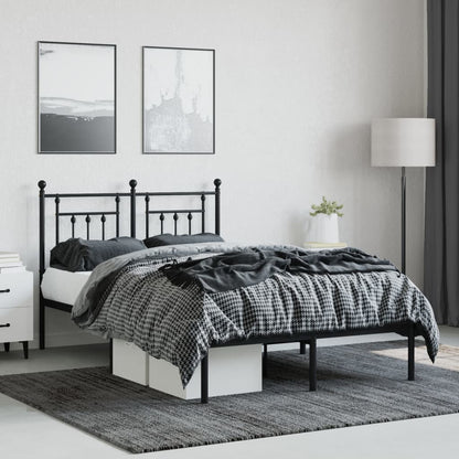 Black Metal Bed Frame with Headboard - 120x200cm Sturdy Design
