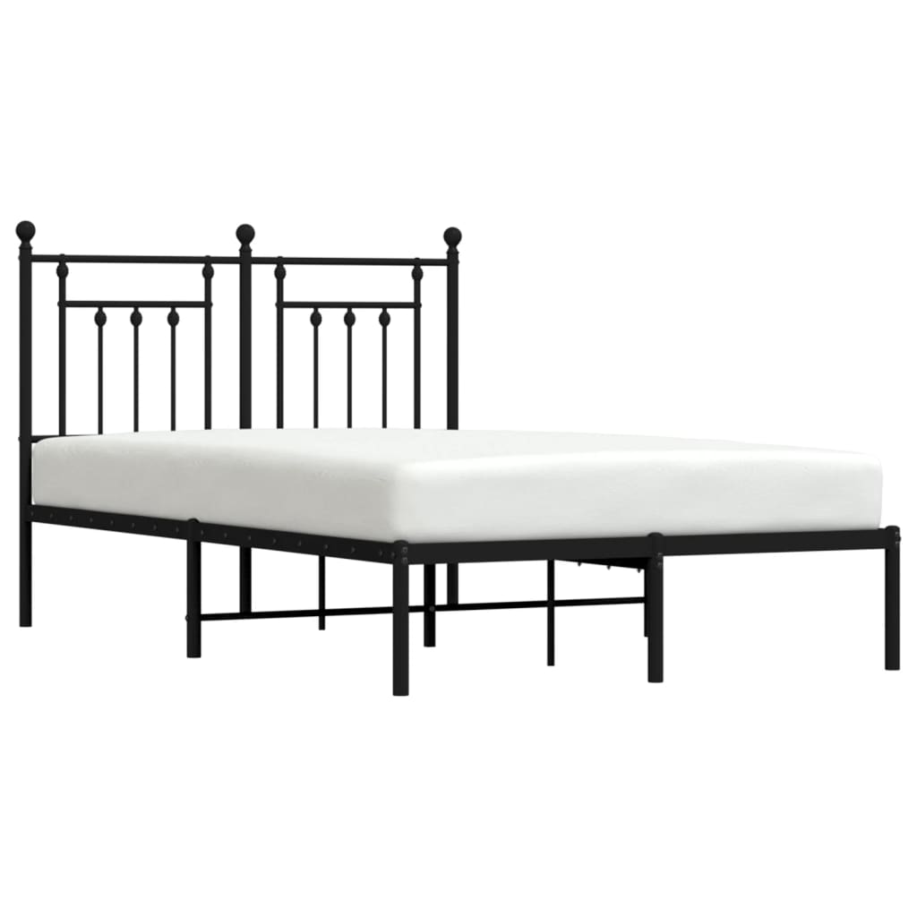 Black Metal Bed Frame with Headboard - 120x200cm Sturdy Design