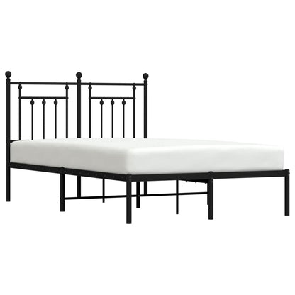 Black Metal Bed Frame with Headboard - 120x200cm Sturdy Design