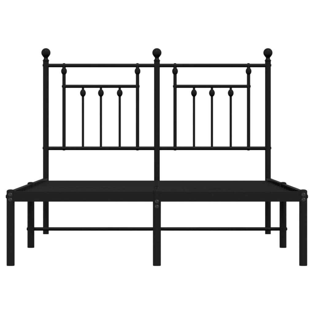 Black Metal Bed Frame with Headboard - 120x200cm Sturdy Design