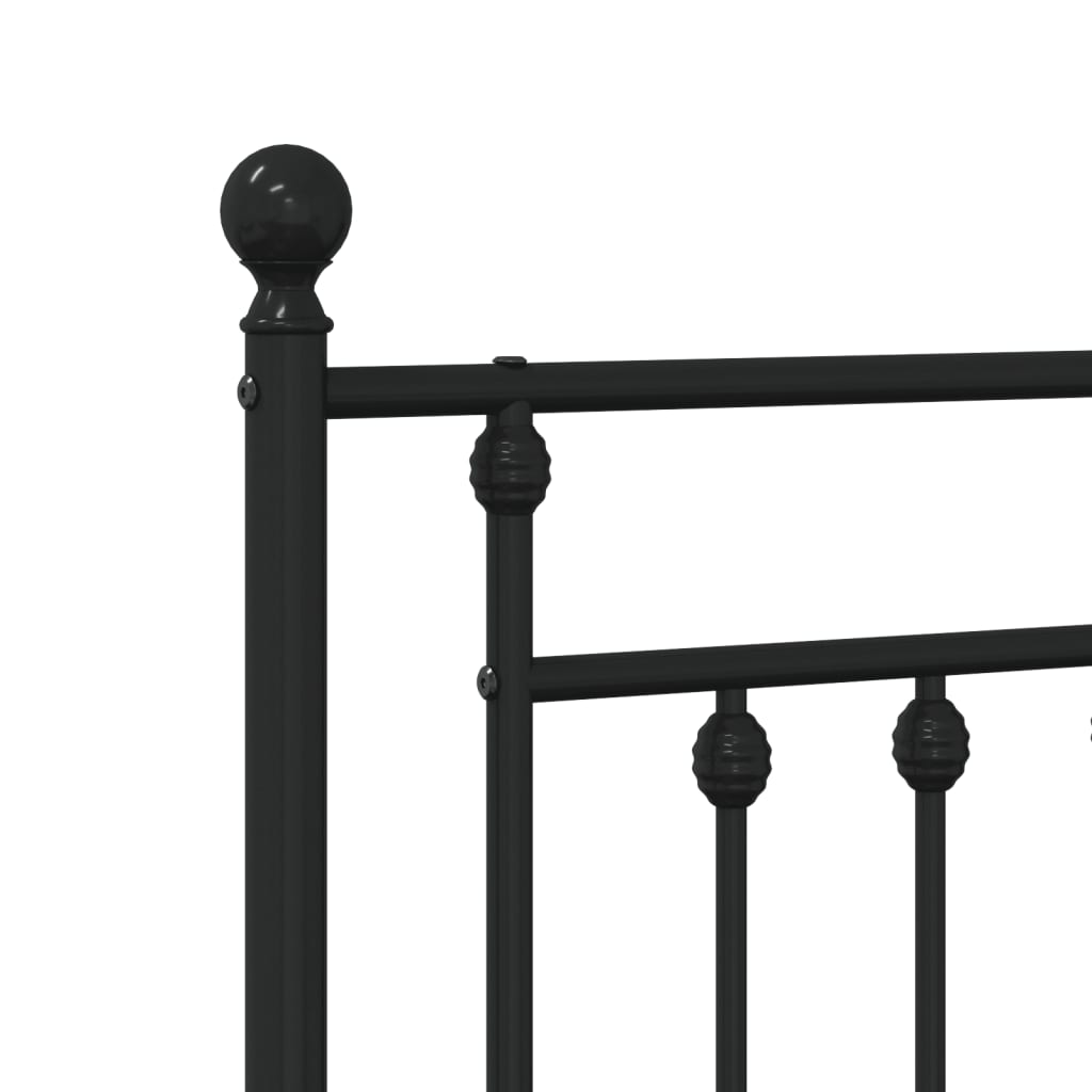 Black Metal Bed Frame with Headboard - 120x200cm Sturdy Design