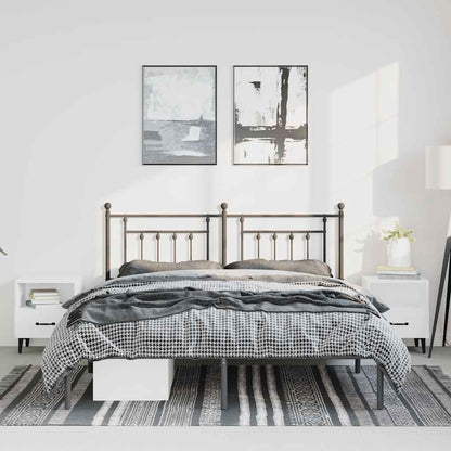 Black Metal Bed Frame with Headboard 135x190cm - No Mattress Included