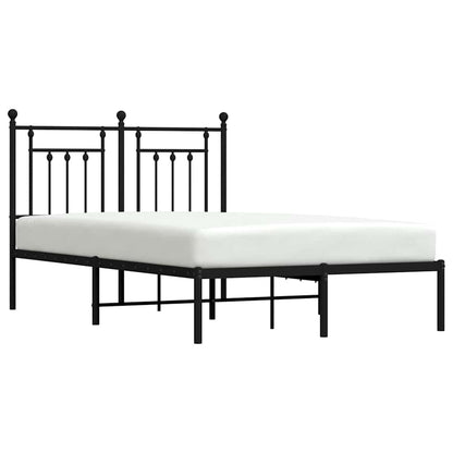 Black Metal Bed Frame with Headboard 135x190cm - No Mattress Included