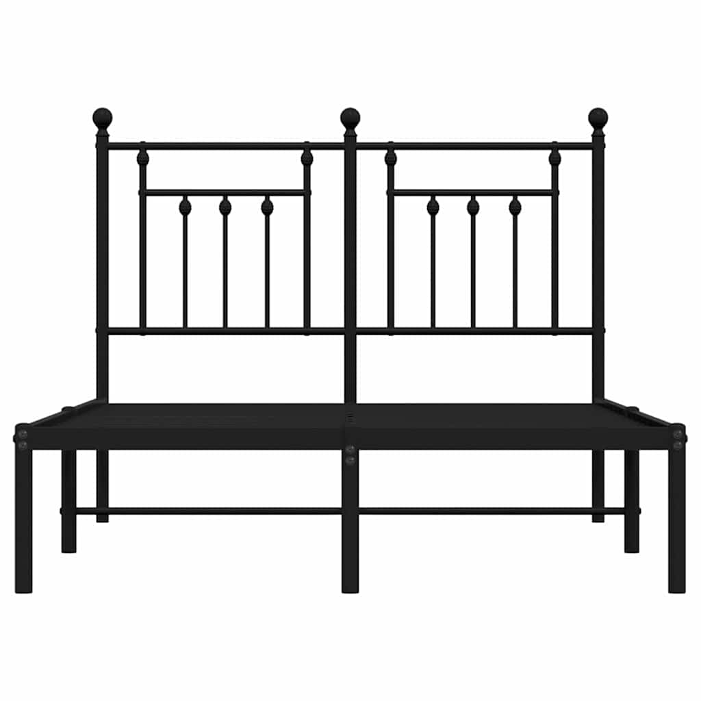 Black Metal Bed Frame with Headboard 135x190cm - No Mattress Included