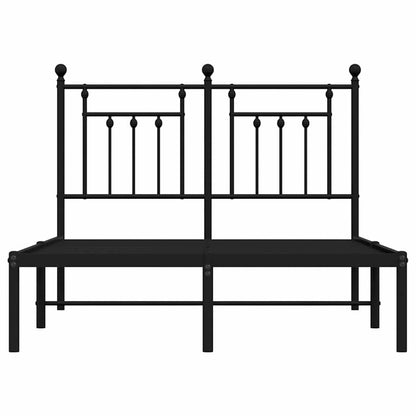 Black Metal Bed Frame with Headboard 135x190cm - No Mattress Included