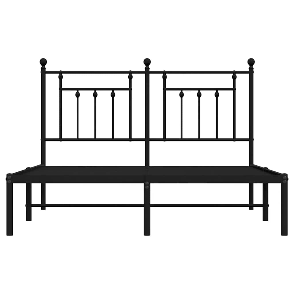 Metal Bed Frame without Mattress with Headboard Black 150x200cm