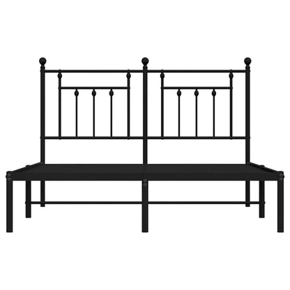 Metal Bed Frame without Mattress with Headboard Black 150x200cm