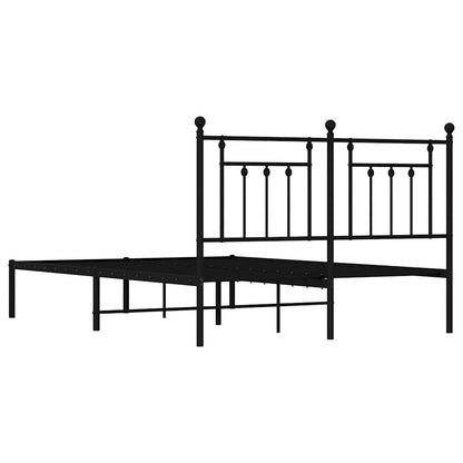 Metal Bed Frame without Mattress with Headboard Black 150x200cm