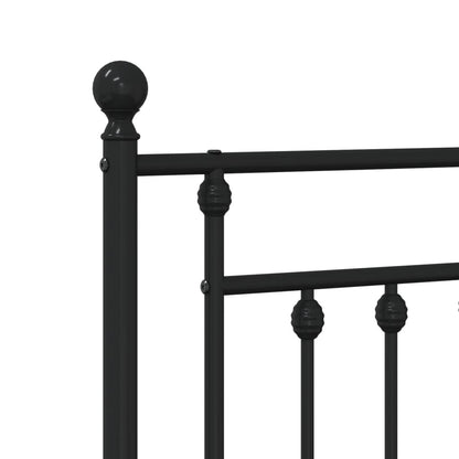 Elegant Black Metal Bed Frame with Headboard, 160x200cm