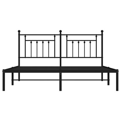 Elegant Black Metal Bed Frame with Headboard 183x213cm