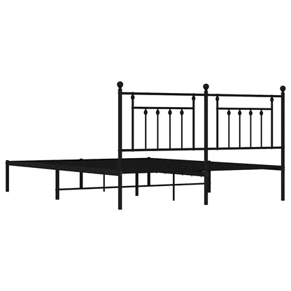 Elegant Black Metal Bed Frame with Headboard 183x213cm