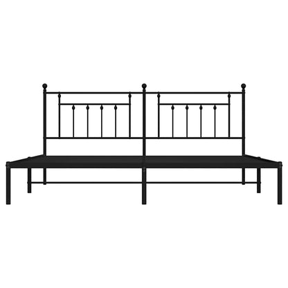 Sleek Black Metal Headboard Bed Frame 193x203cm - No Mattress