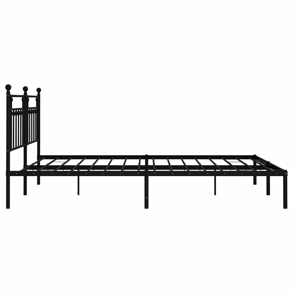 Sleek Black Metal Headboard Bed Frame 193x203cm - No Mattress