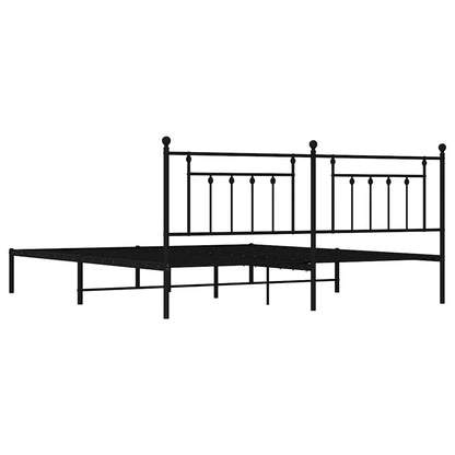Sleek Black Metal Headboard Bed Frame 193x203cm - No Mattress