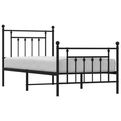 Black Metal Bed Frame with Footboard 80x200cm – No Mattress Included