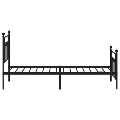 Black Metal Bed Frame with Footboard 80x200cm – No Mattress Included