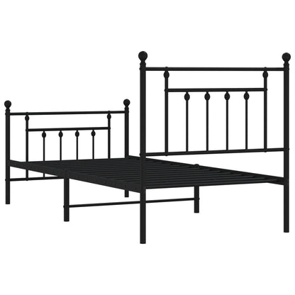 Black Metal Bed Frame with Footboard 80x200cm – No Mattress Included