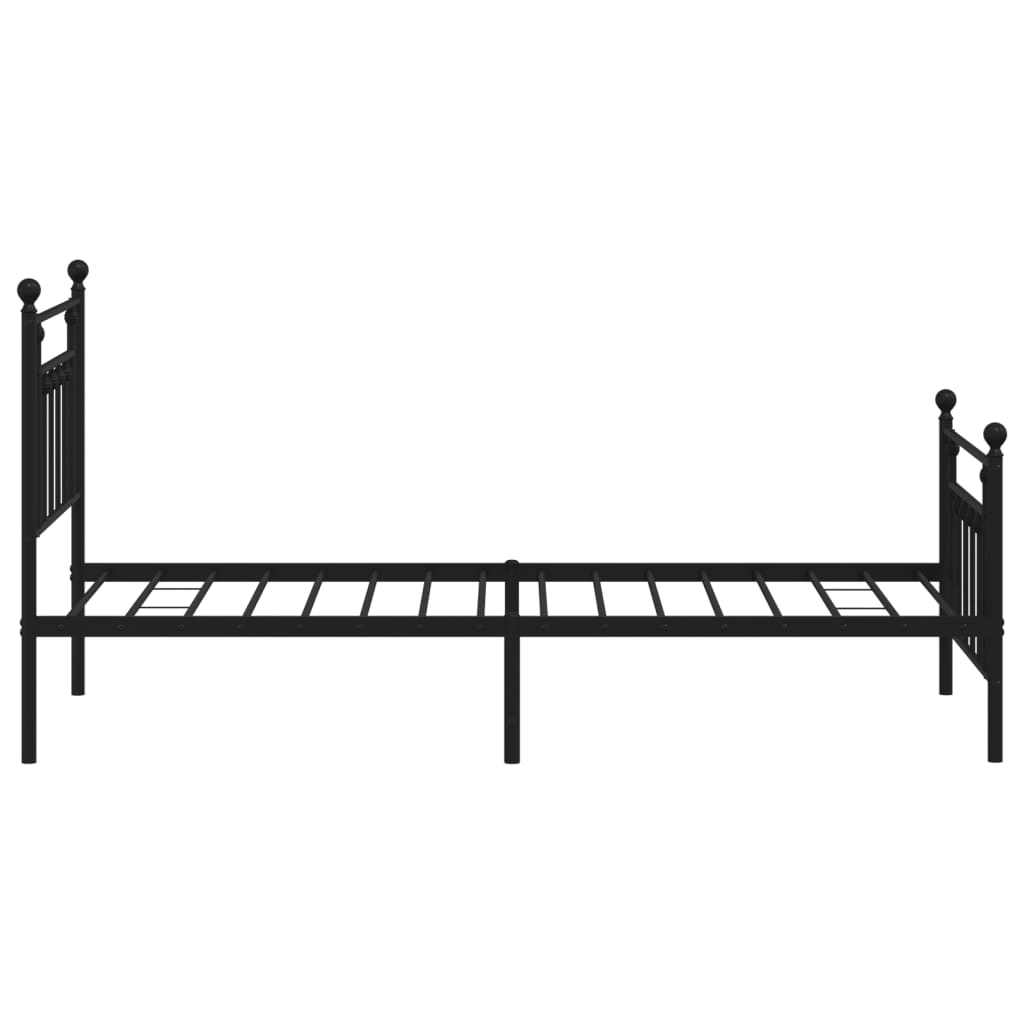 Stylish Black Metal Bed Frame with Footboard, 90x200cm