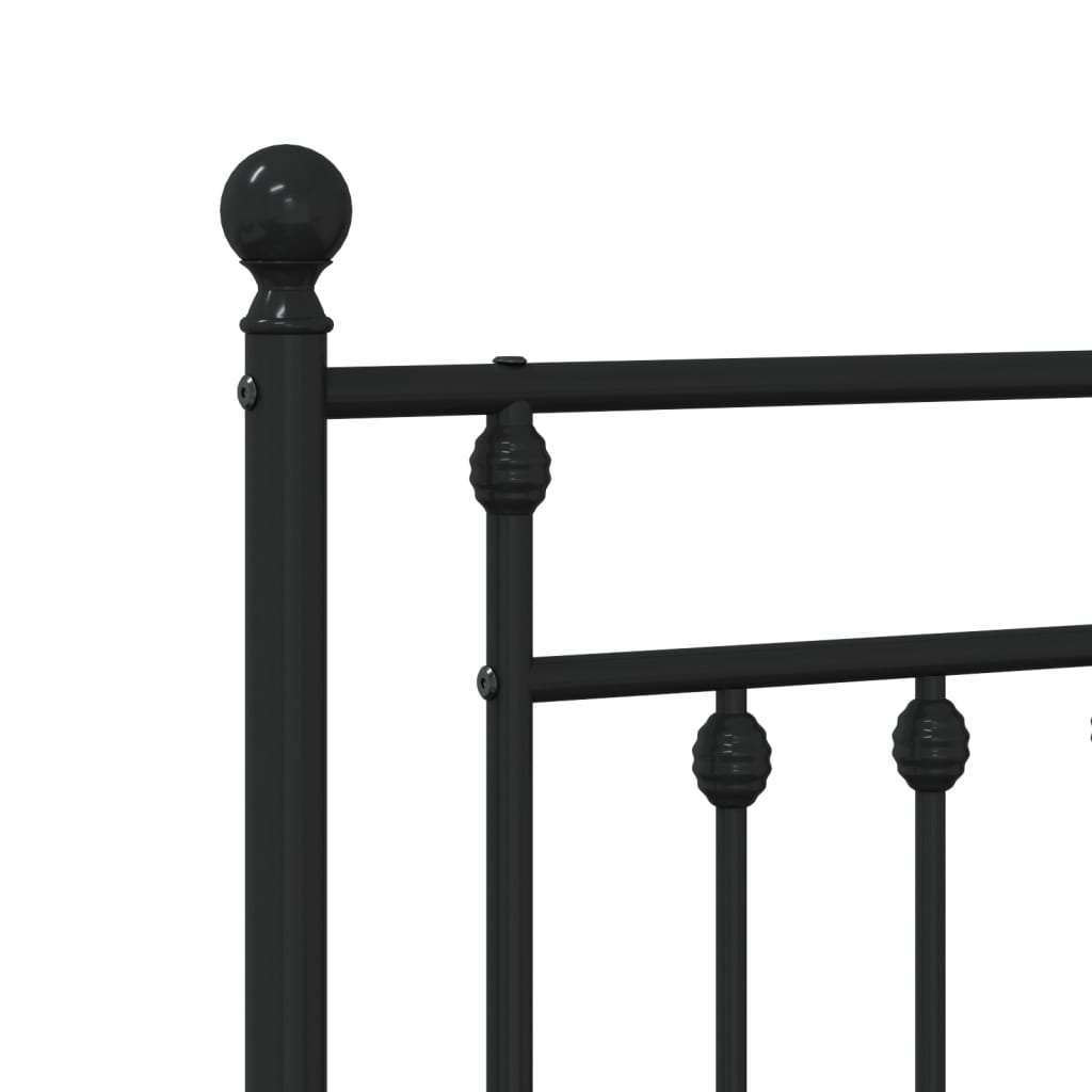 Stylish Black Metal Bed Frame with Footboard, 90x200cm