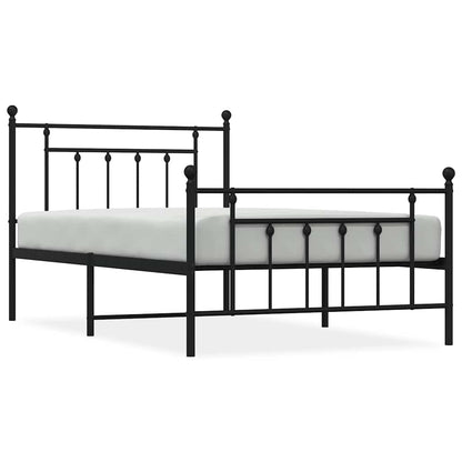 Sleek Black Metal Bed Frame with Footboard, 100x200cm, No Mattress