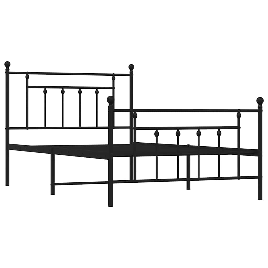 Sleek Black Metal Bed Frame with Footboard, 100x200cm, No Mattress