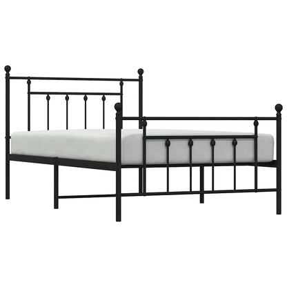 Sleek Black Metal Bed Frame with Footboard, 100x200cm, No Mattress