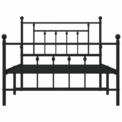 Sleek Black Metal Bed Frame with Footboard, 100x200cm, No Mattress