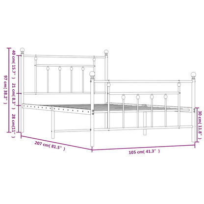 Sleek Black Metal Bed Frame with Footboard, 100x200cm, No Mattress