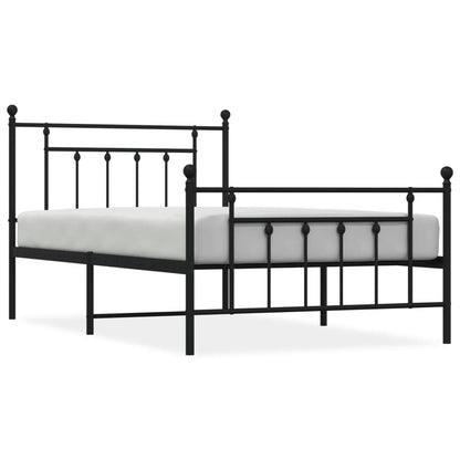 Black Metal Bed Frame with Footboard - 107x203cm (Mattress Not Included)